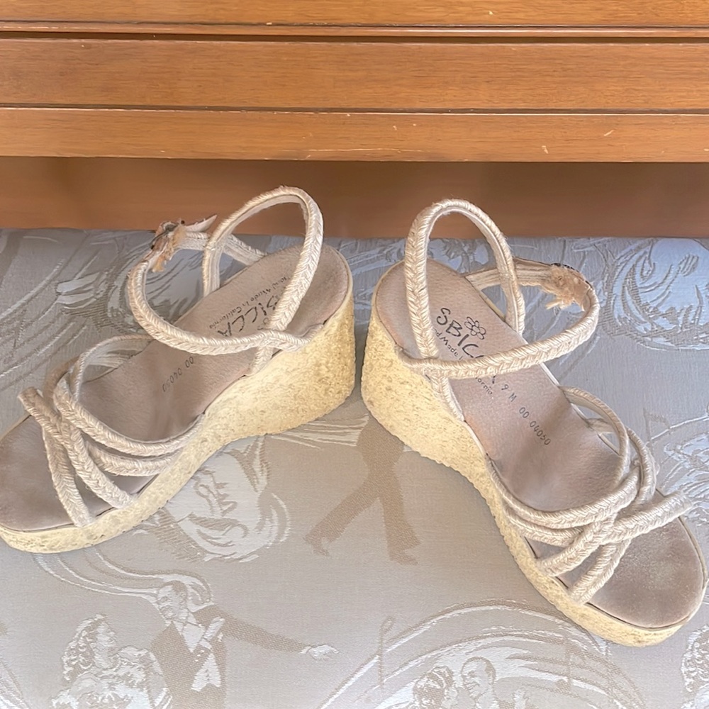 Vintage 1990’s SBICCA Cork platform wedge sandal.